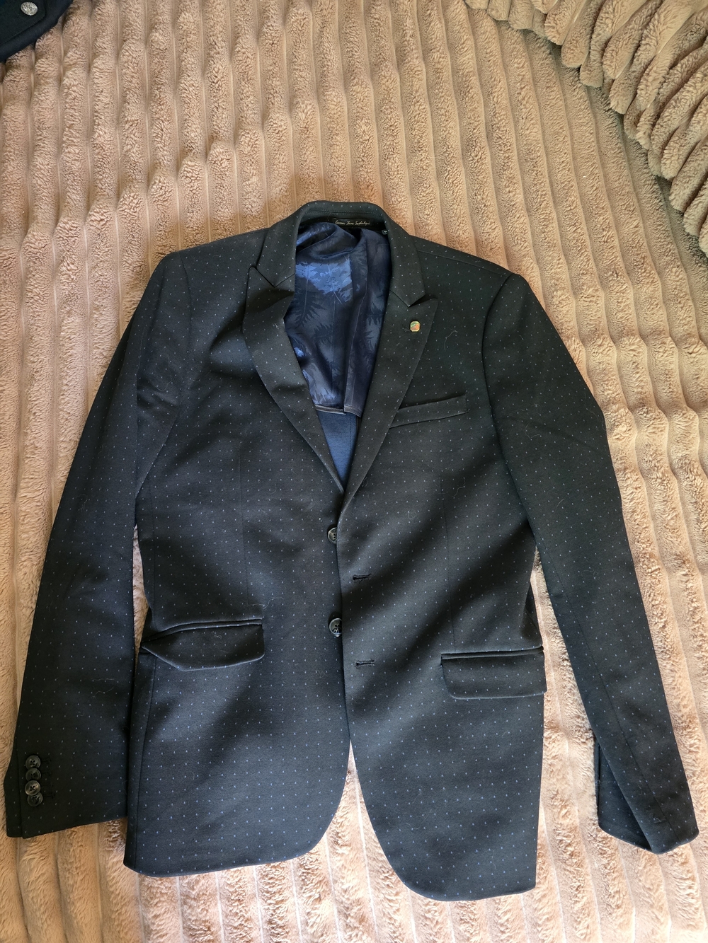 Scotch & Soda Navy Dotted Two-Button Sport Coat